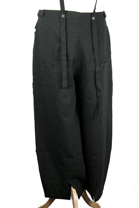 Aleksandr Manamis Trousers Low crotch, wide legged, single pleat trousers with fabric braces. view 3 Aleksandr Manamis Trousers Low crotch, wide legged, single pleat trousers with fabric braces. view 3